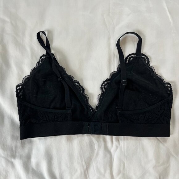Old Navy Solid Black Lace Triangle Adjustable Strap Bra | Size L - Picture 4 of 4